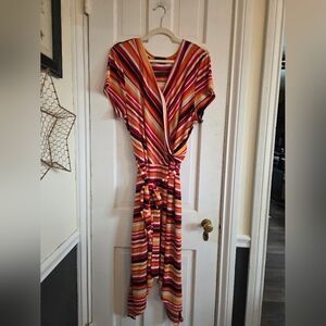 Snap Multicolor Striped Midi Dress